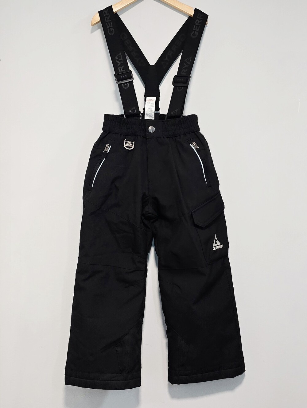 Black Kids Snow Pants with Adjustable Suspenders by Gerry Weber Weather Proof